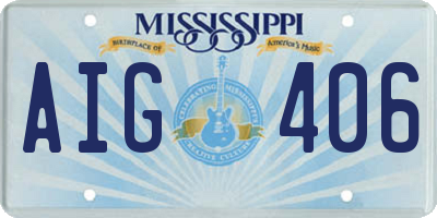 MS license plate AIG406