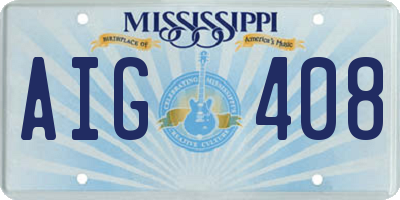 MS license plate AIG408