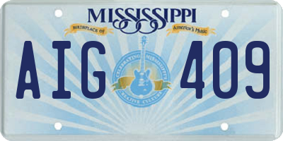 MS license plate AIG409