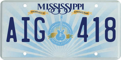 MS license plate AIG418