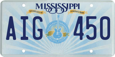 MS license plate AIG450