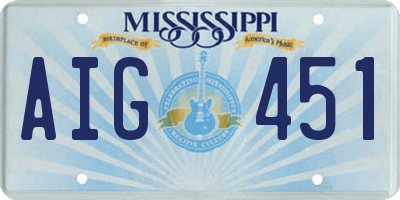MS license plate AIG451