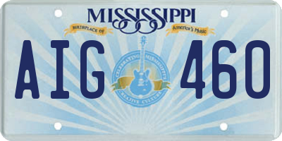MS license plate AIG460