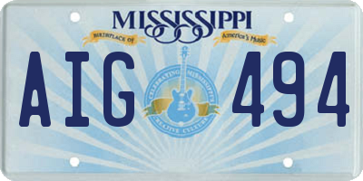 MS license plate AIG494