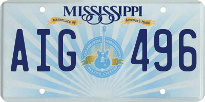 MS license plate AIG496