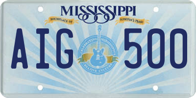 MS license plate AIG500