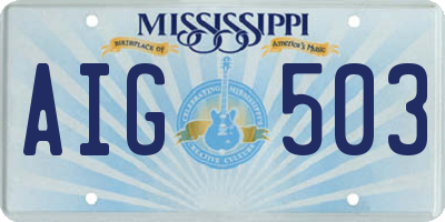 MS license plate AIG503