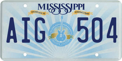 MS license plate AIG504
