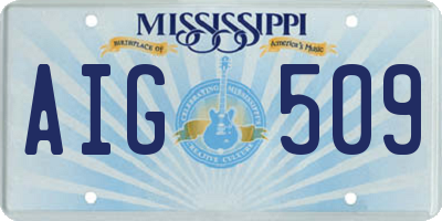 MS license plate AIG509