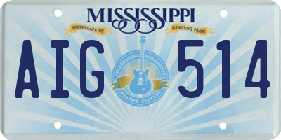 MS license plate AIG514