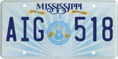 MS license plate AIG518