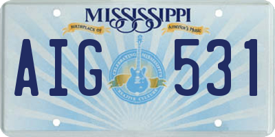 MS license plate AIG531