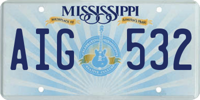 MS license plate AIG532