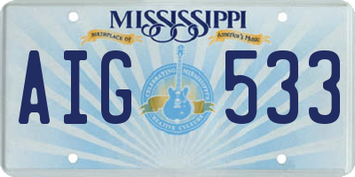 MS license plate AIG533