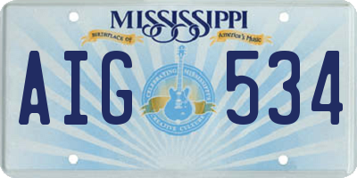 MS license plate AIG534