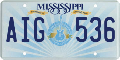 MS license plate AIG536