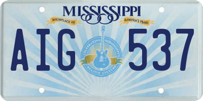 MS license plate AIG537