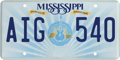 MS license plate AIG540