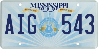 MS license plate AIG543