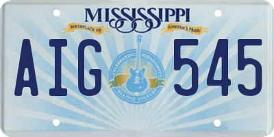 MS license plate AIG545