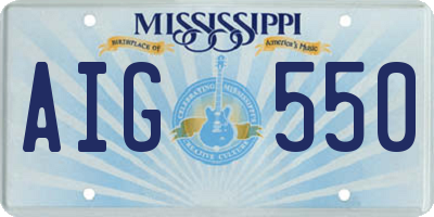 MS license plate AIG550