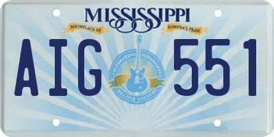 MS license plate AIG551