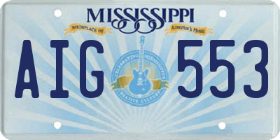 MS license plate AIG553