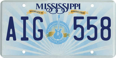 MS license plate AIG558
