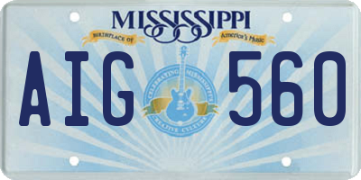 MS license plate AIG560