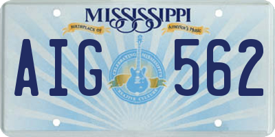 MS license plate AIG562