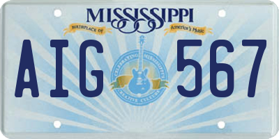 MS license plate AIG567