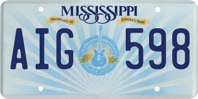 MS license plate AIG598