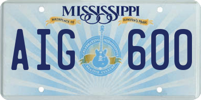 MS license plate AIG600
