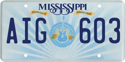 MS license plate AIG603