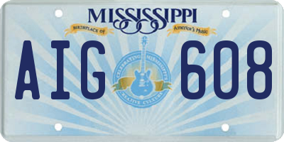 MS license plate AIG608