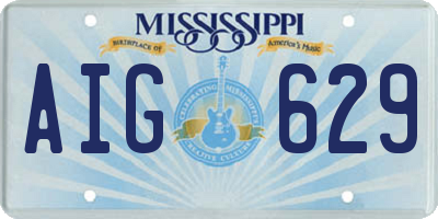 MS license plate AIG629