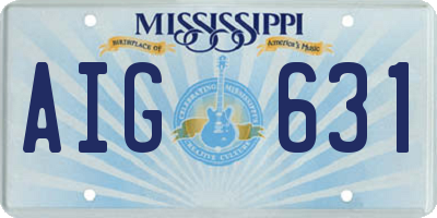 MS license plate AIG631