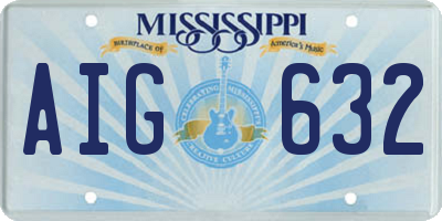 MS license plate AIG632