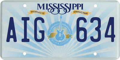 MS license plate AIG634