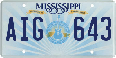 MS license plate AIG643
