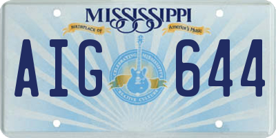 MS license plate AIG644