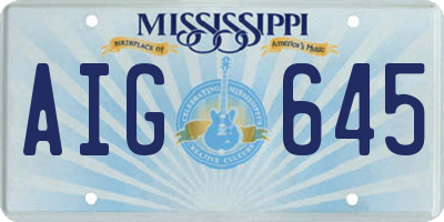 MS license plate AIG645