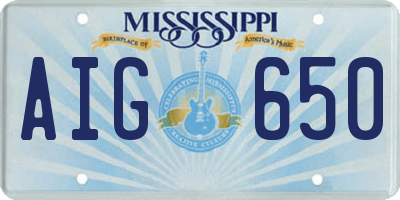 MS license plate AIG650