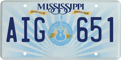 MS license plate AIG651