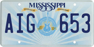 MS license plate AIG653