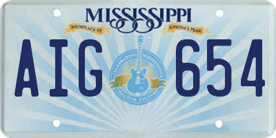 MS license plate AIG654