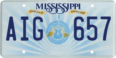 MS license plate AIG657
