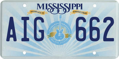 MS license plate AIG662