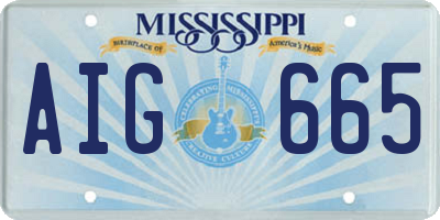 MS license plate AIG665