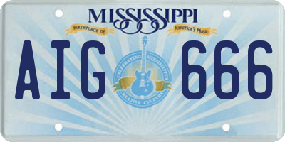MS license plate AIG666